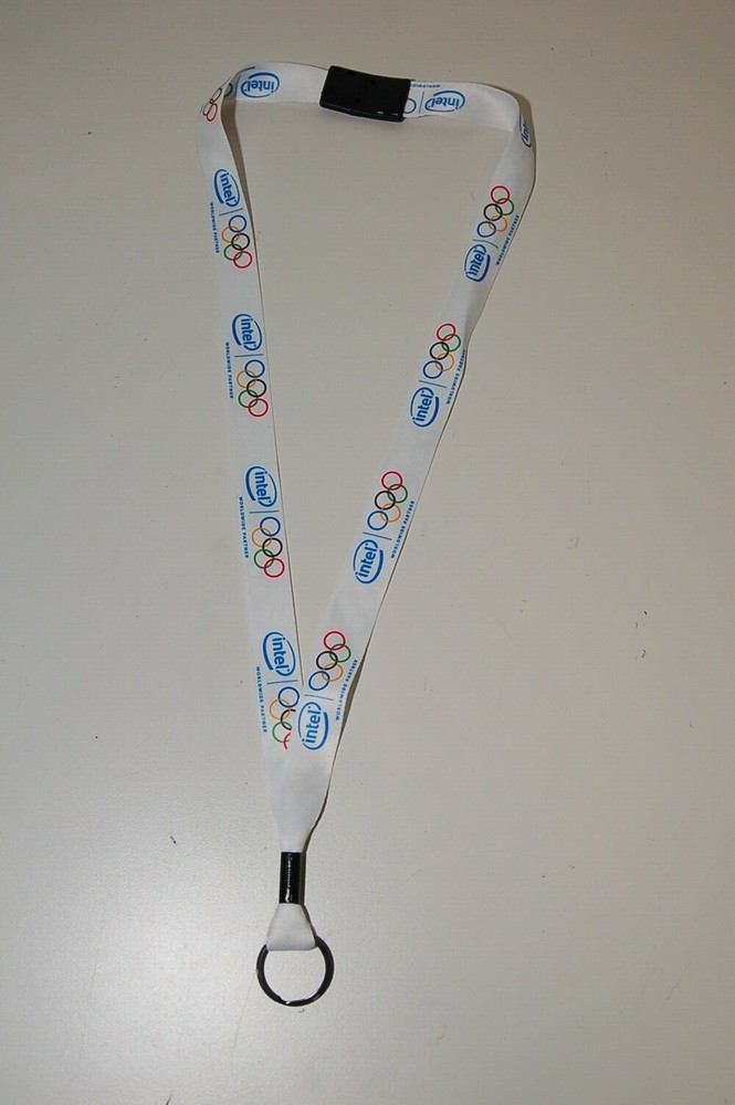 Intel Lanyard White with Olympic Rings and World Partner