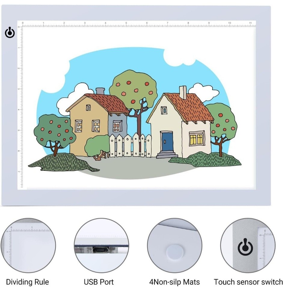 LED Adjustable Illuminated Tracing Light Box A4 Slim Green Frame Sketch Art