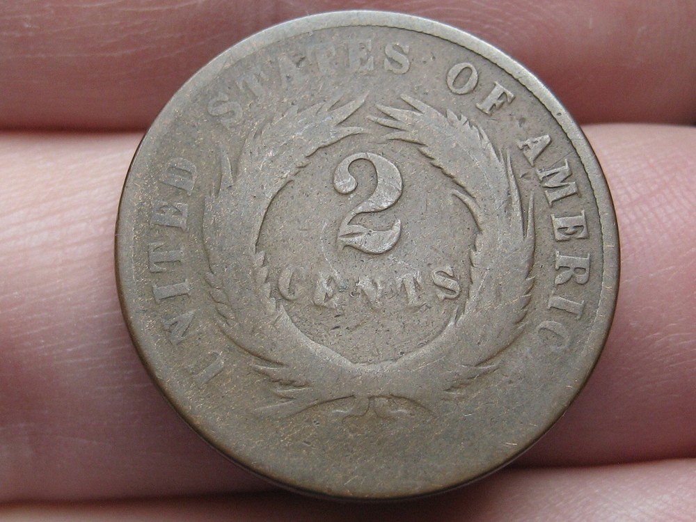 1868 Two 2 Cent Piece- Chocolate Brown, Good Details