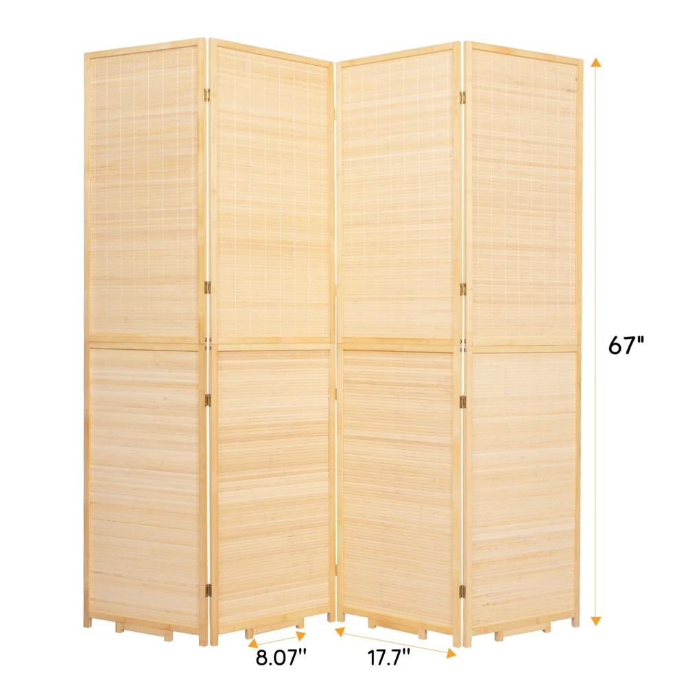 Bamboo Folding Room Divider Privacy Screen 4 Panel