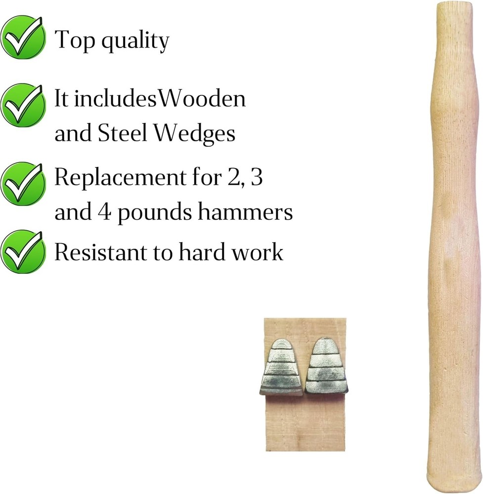 1 pack Wood Sledge hammer handle replacement for 2, 3 and 4 lb Complete Set