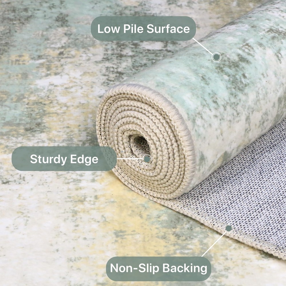 BEIMO Runner Rug for Hallway 2' x 12' (Rectangular), Light Green/Cream