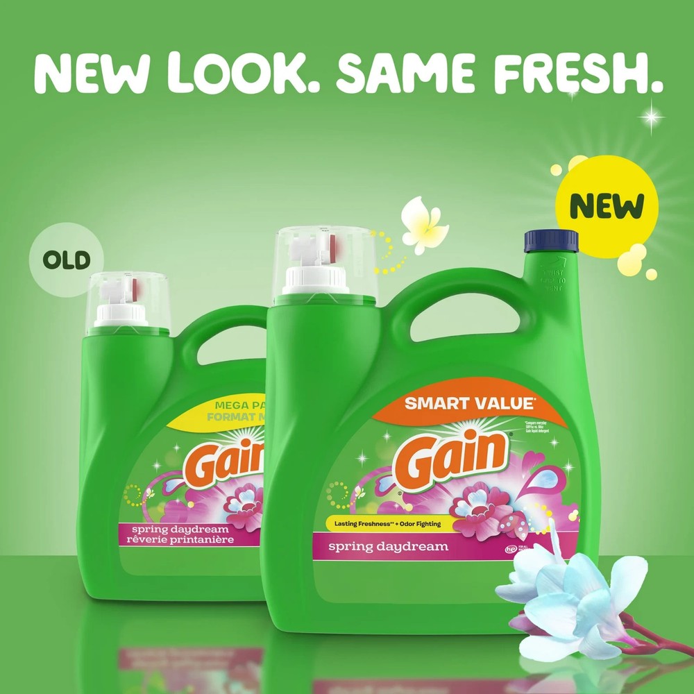 3 pack Gain Liquid Laundry Detergent, Spring Daydream Scent, 154 fl oz, 107 Load