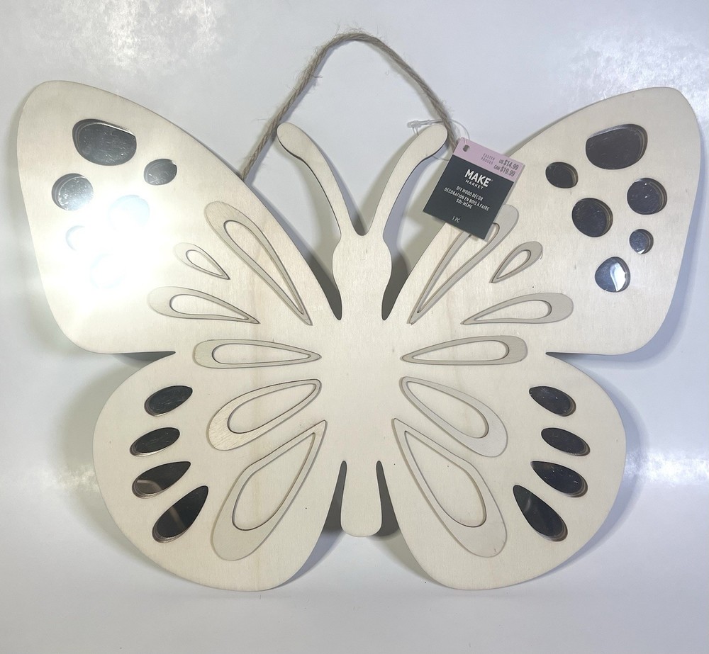 DIY Paintable Wood Butterfly Wall Hanging Craft Mirror Decor Spring Easter NWT