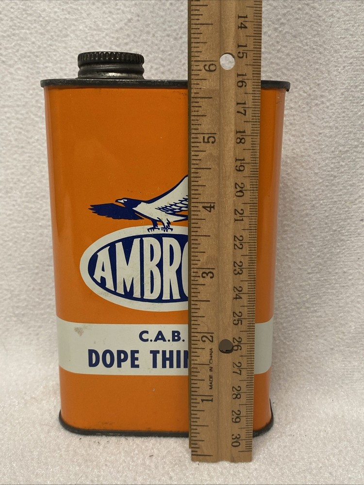Vintage AMBROID C.A.B. DOPE THINNER Metal Can Airplane Tether Car Engine