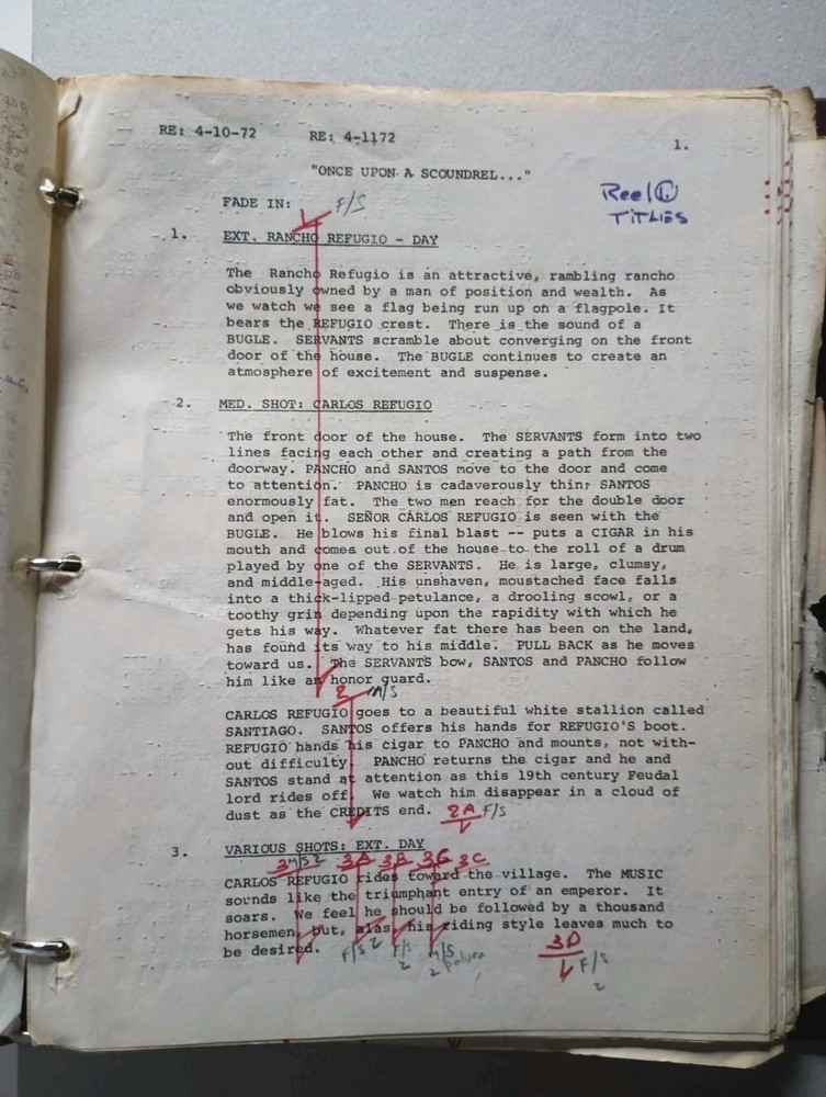 Once Upon a Scoundrel (1972) ZERO MOSTEL MOVIE Script by Norman Spencer Graham
