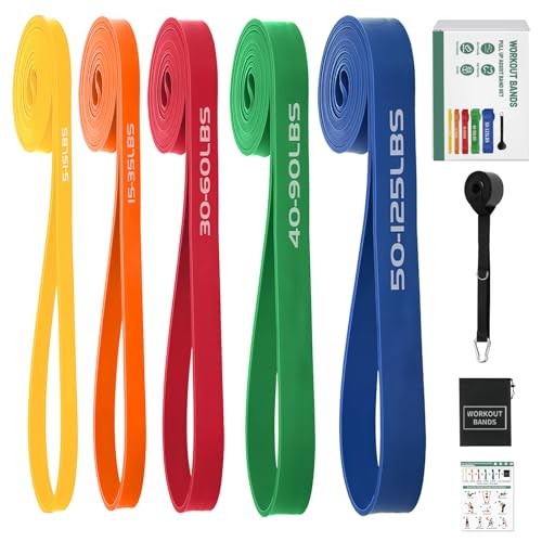 Resistance Bands,Exercise Bands,Workout Yellow, Orange, Red, Green,Blue