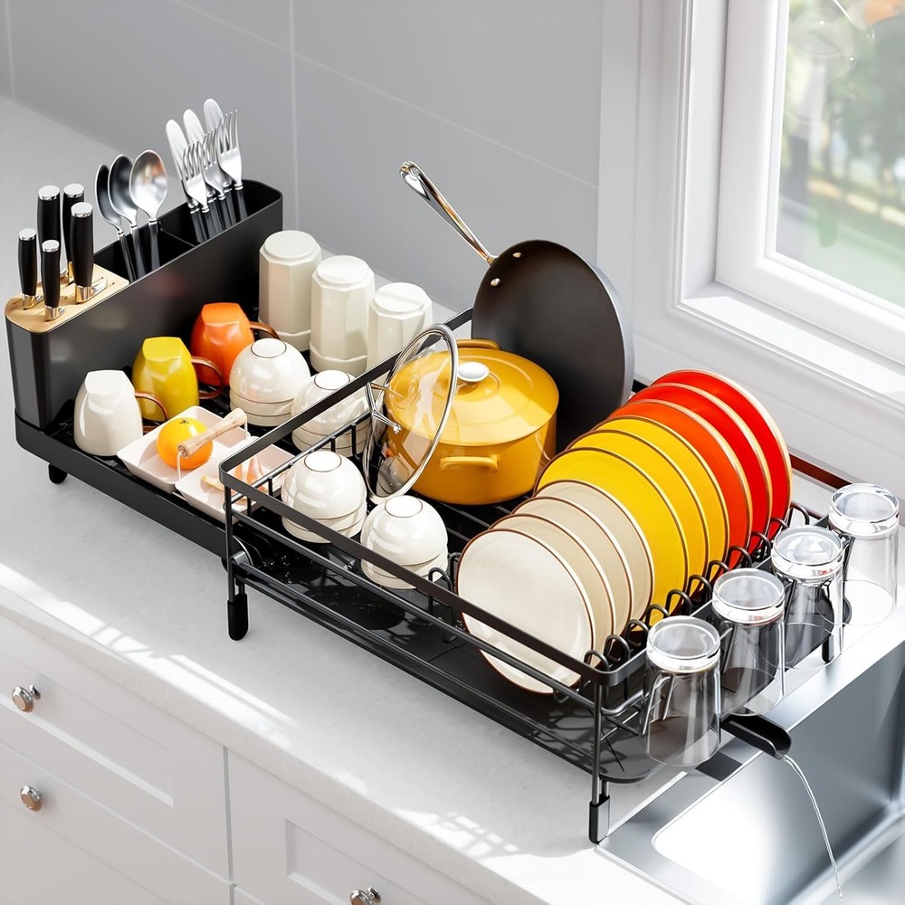Large Dish Drying Rack Expandable Dish Racks Kitchen Counter Multifunctional