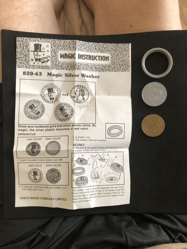 Magic Trick by Chu’s Magic. The Magic Silver Washer With Instructions Rare