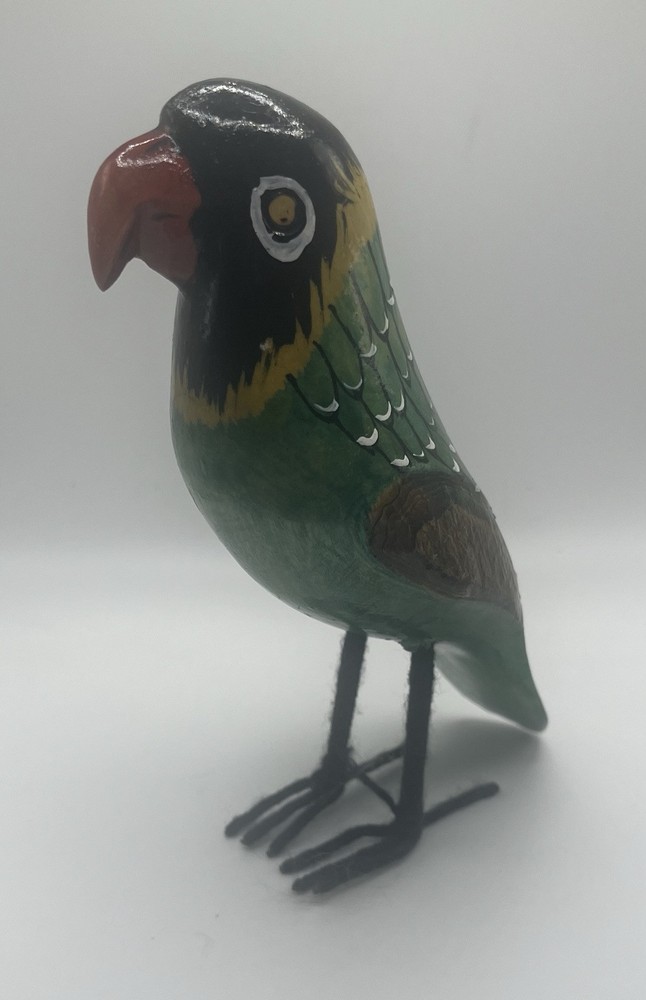 Carved Wood Handpainted Parrot
