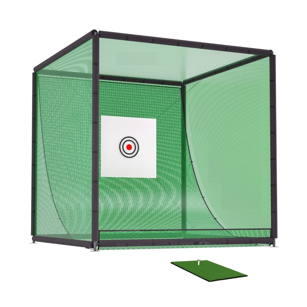Golf Practice Net 10x10x10ft Metal Frame Hitting Net Kit Golf Training Simulator