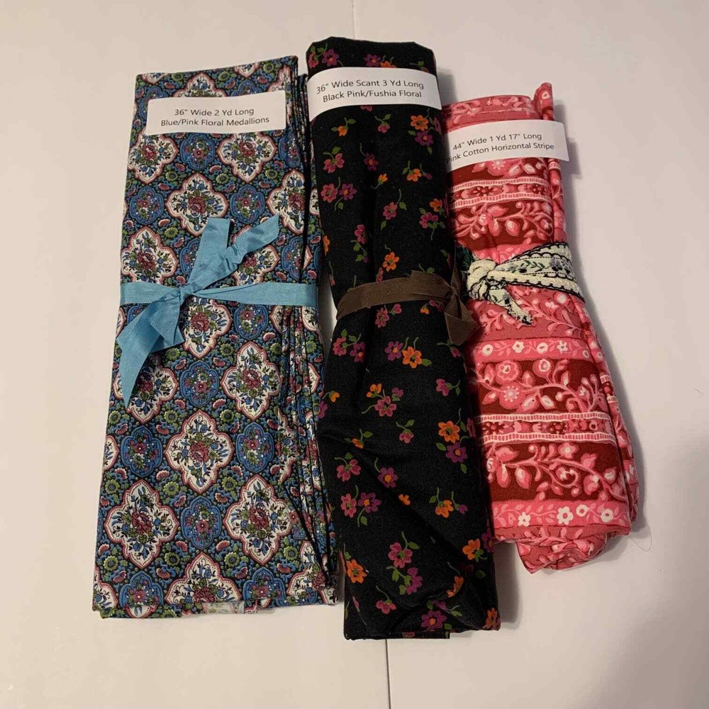Vintage Fabrics Assorted Patterns and Sizes Lot of 3
