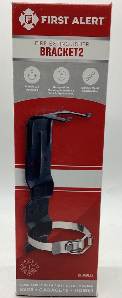 First Alert BRACKET2 Replacement Fire Extinguisher Wall, Marine Car Steel Black