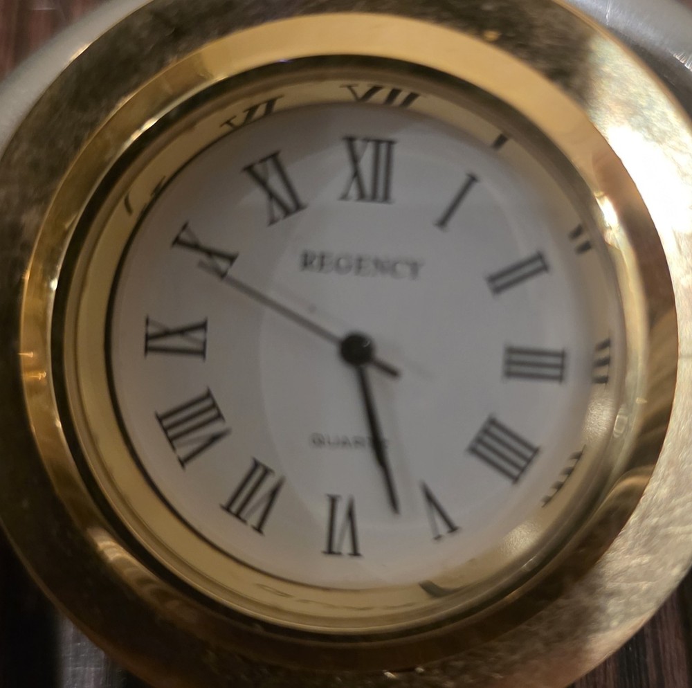 Vintage Regency Solid Brass Gimbal Table Clock Used
