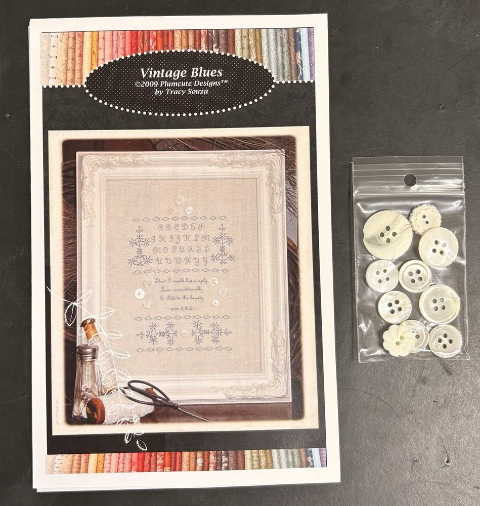 Vintage Blues stitchery pattern by Plumcute