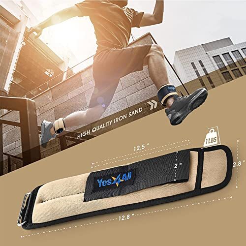 1 Pair Wrist Weights with Adjustable Strap for Jogging Exercise, 1lb Each
