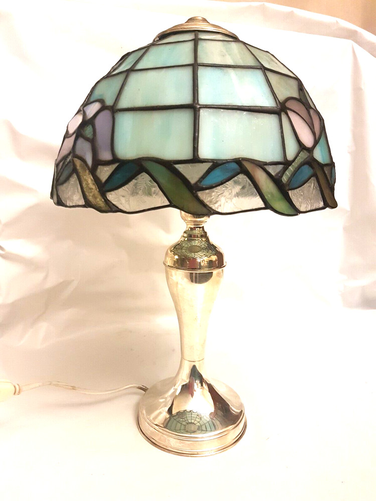 TIFFANY STYLE LAMP SILVER 800 HALLMARKED, 1970s