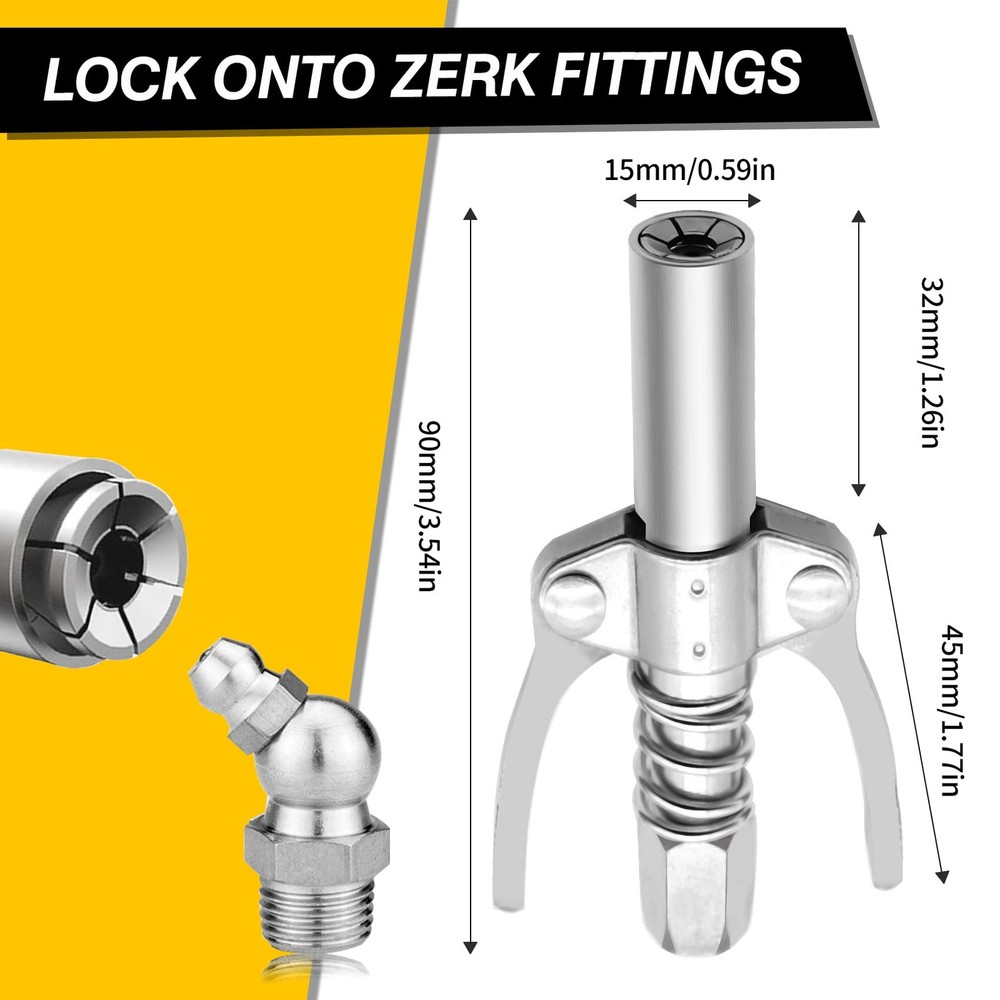 Grease Gun Coupler Double Handle Quick Lock Release Grease Tips Ends Couplers...