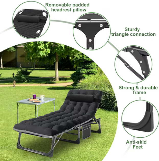 Esazn Folding Camping Cot Folding Stackable Polyester Large Cot