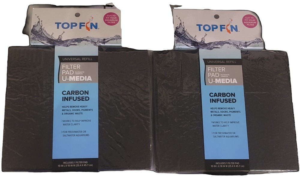 Two - Top Fin Power Filter Media - Universal Fit - Carbon Infused