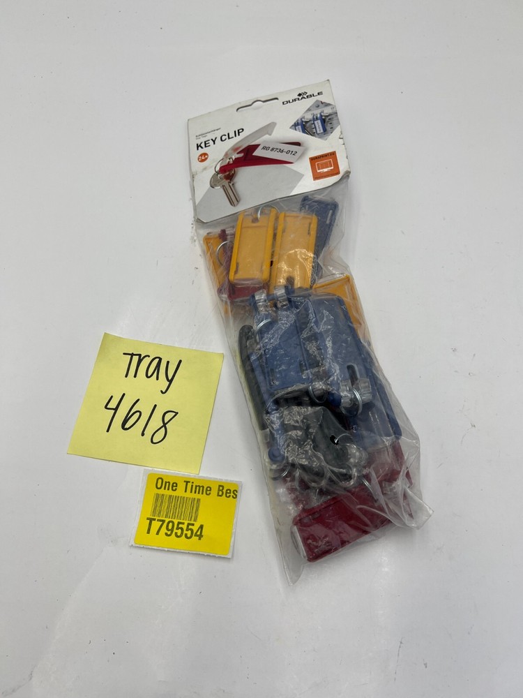 (QTY 24) Durable Key Clip Tag Dark Blue Red Yellow Black Replacement Assorted