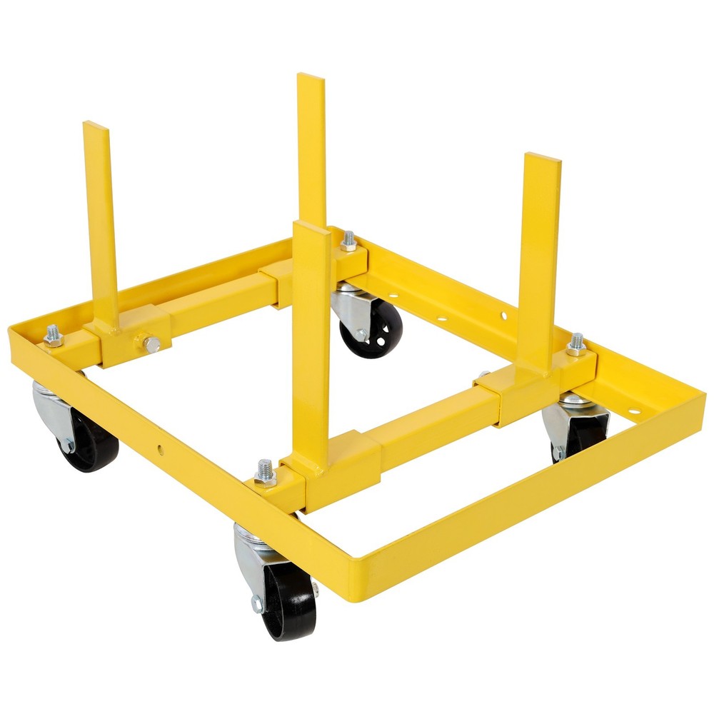 Adjustable Rolling Engine Stand 750lbs with 2 Buckle Straps, Yellow