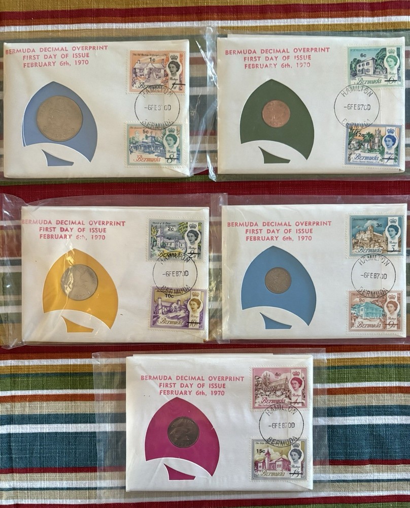 1970 FIRST DAY FIRST ISSUED BERMUDA  COINS