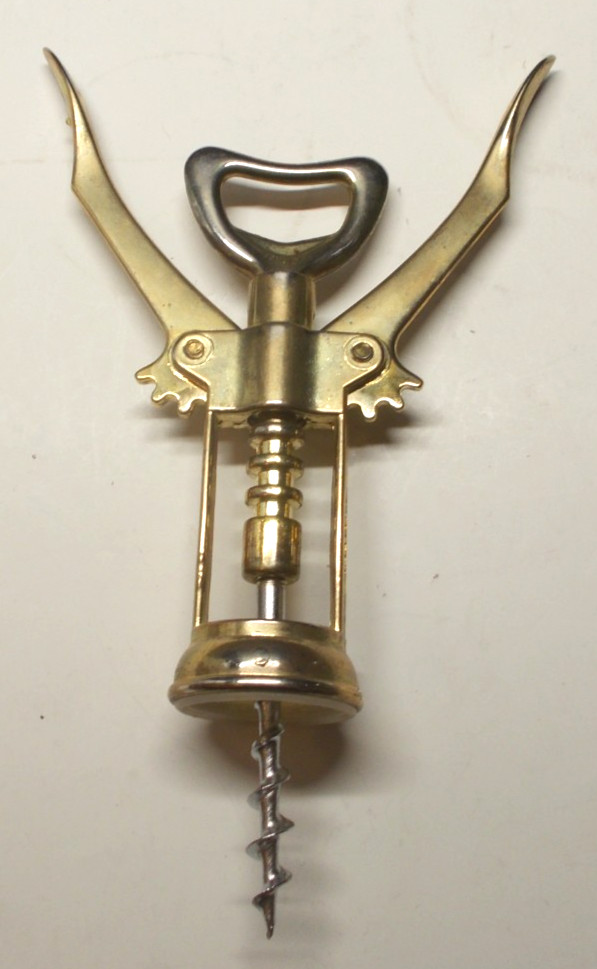Vintage Brass Wine Cork Puller Winged from Italy