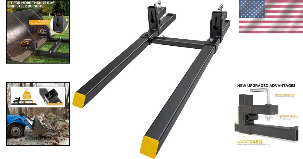 Heavy Duty Clamp-On Forks for Tractor Attachments