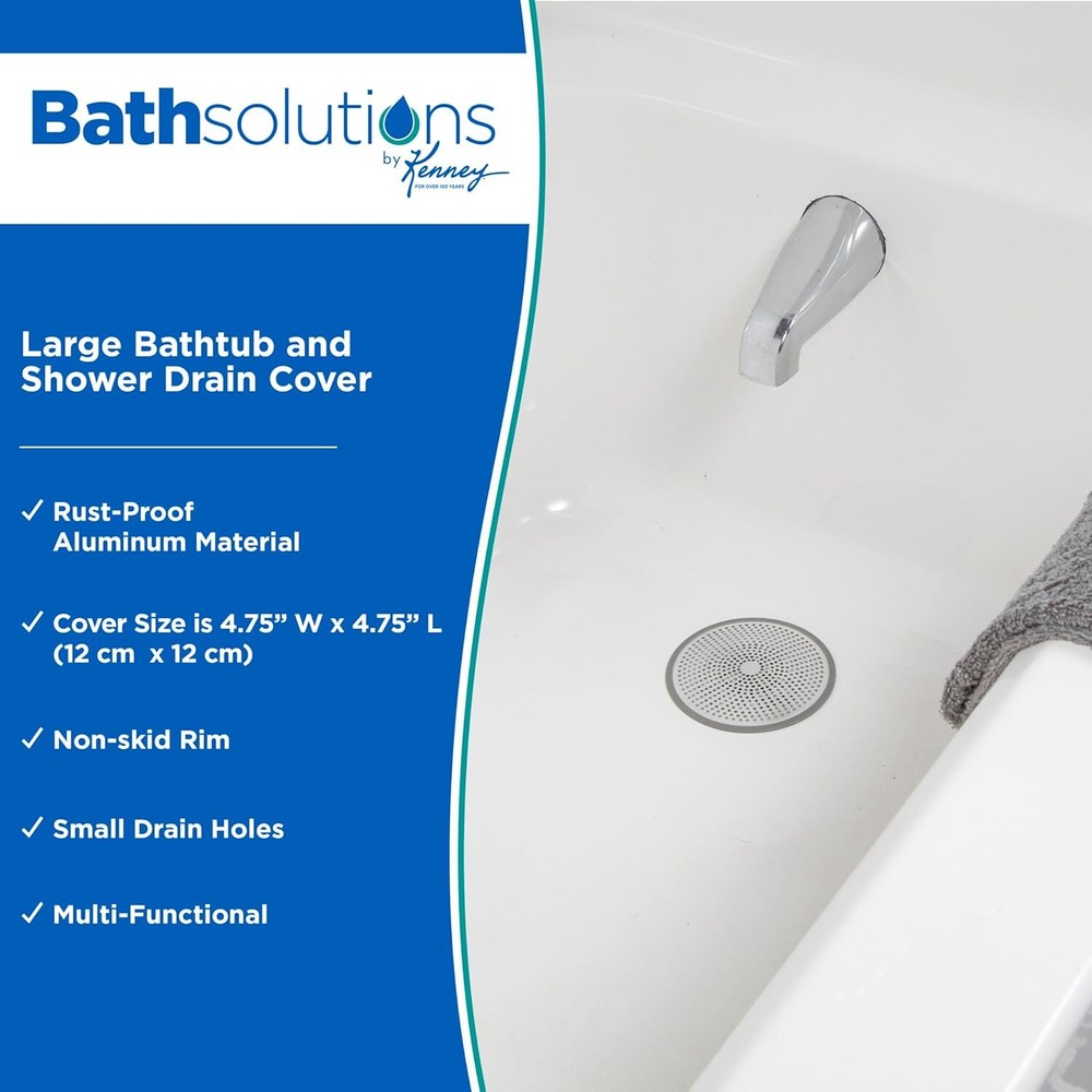 Kenney Bathtub Drain Cover, Silver