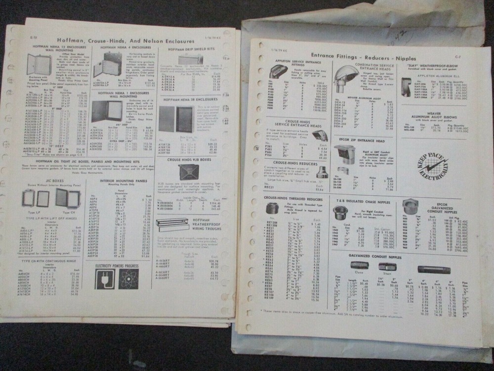 '79 Glasco Electric Co. revision catalog pages