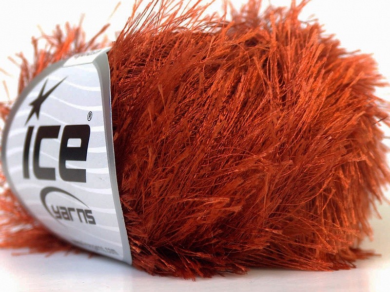 Copper Eyelash Yarn Ice Rust Orange-Brown Fun Fur 50 gram 22758