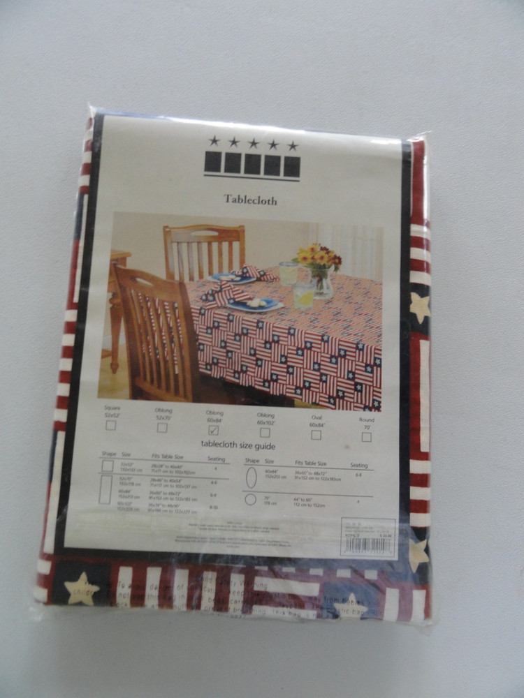 Kohls Patriotic Tablecloth 60" X 84" NWT