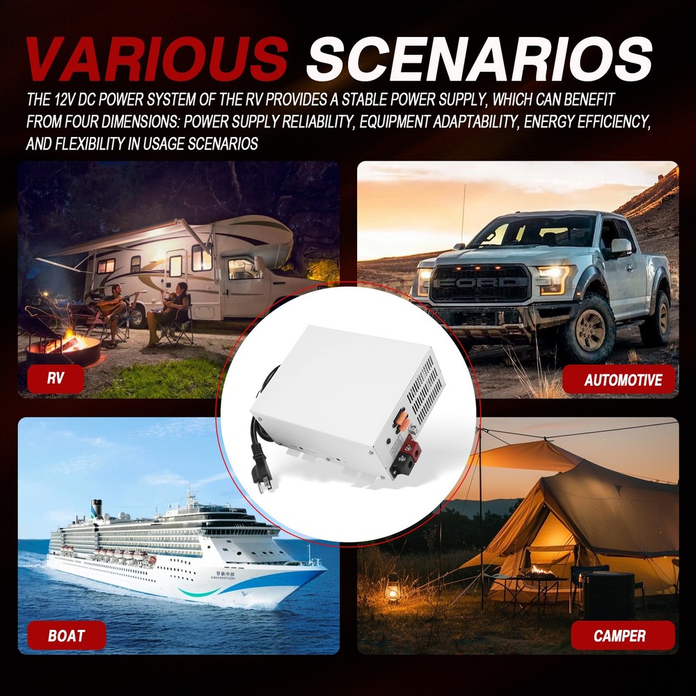 PM3-60-amp RV Converter 60 Amp 12V Power Converter Battery Charger w/ LED light