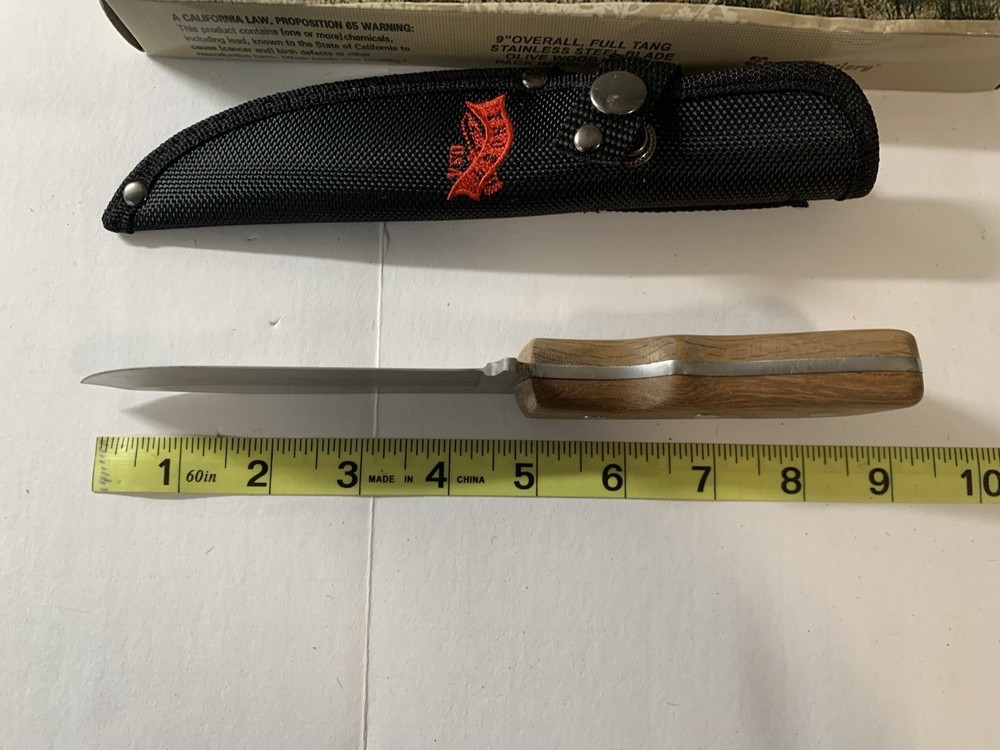 Fixed Blade Bowie Knife Full Tang Wood Handle