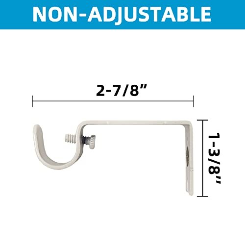 Curtain Bracket Pcs Holders, Fixed Brackets for 1/or 5/8 inch Rods 2 White