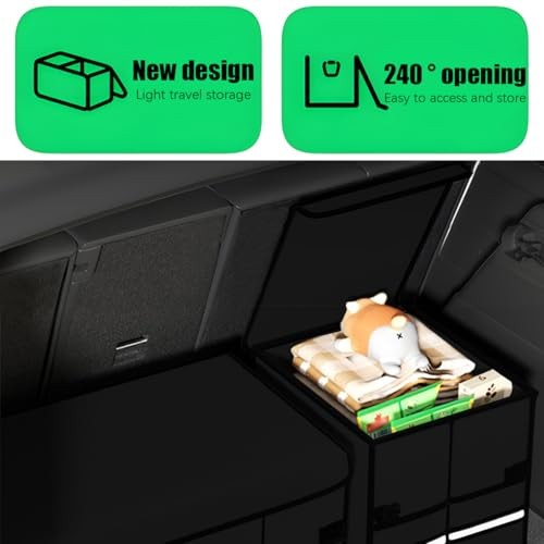 Car Trunk Organizer, Multi-Compartment Collapsible Vehicle Cargo Storage Black