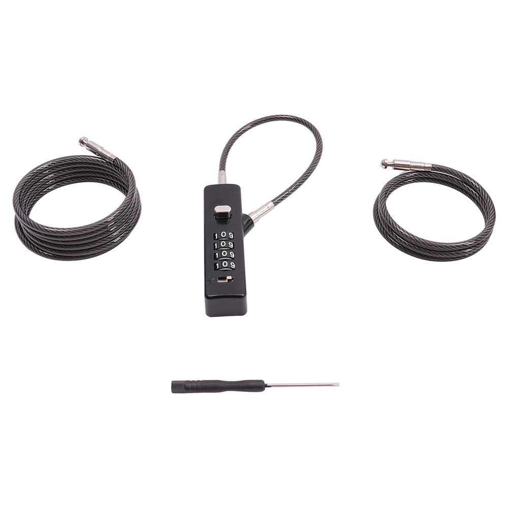 Steel Cable Combination Lock with 4-Digit Code and 3 Lengths of Cables