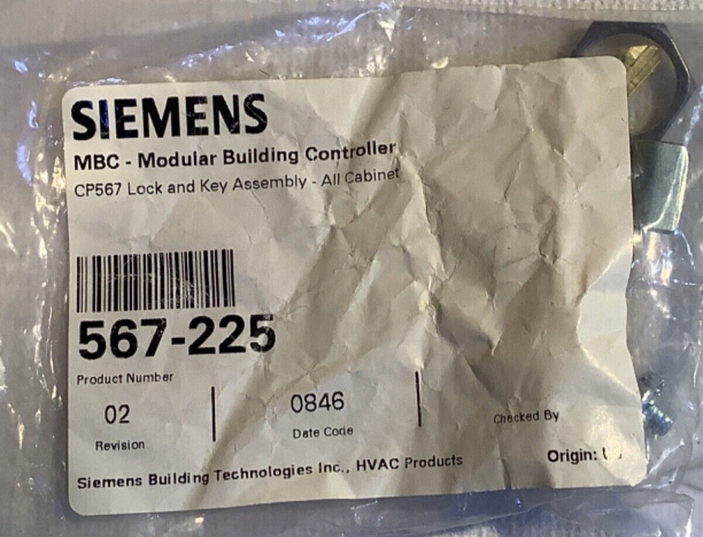Siemens MBC lock and key assembly CP567, new