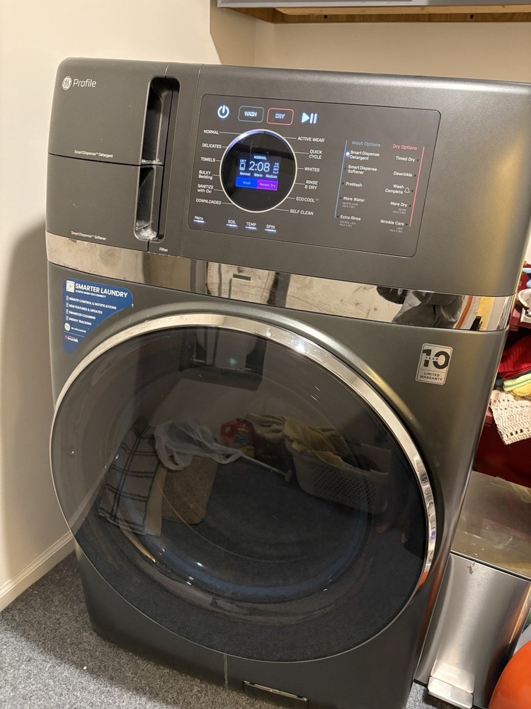 GE Profile Combination Washer Dryer, Gray, Front-Loading, Smart Dispense