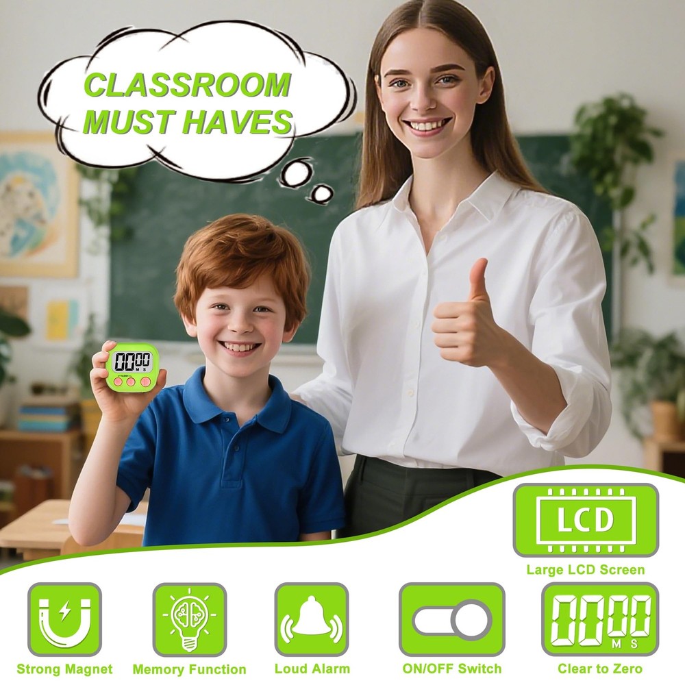 Digital Timer for Teacher Supplies Classroom Timer for Study Learning Managem...