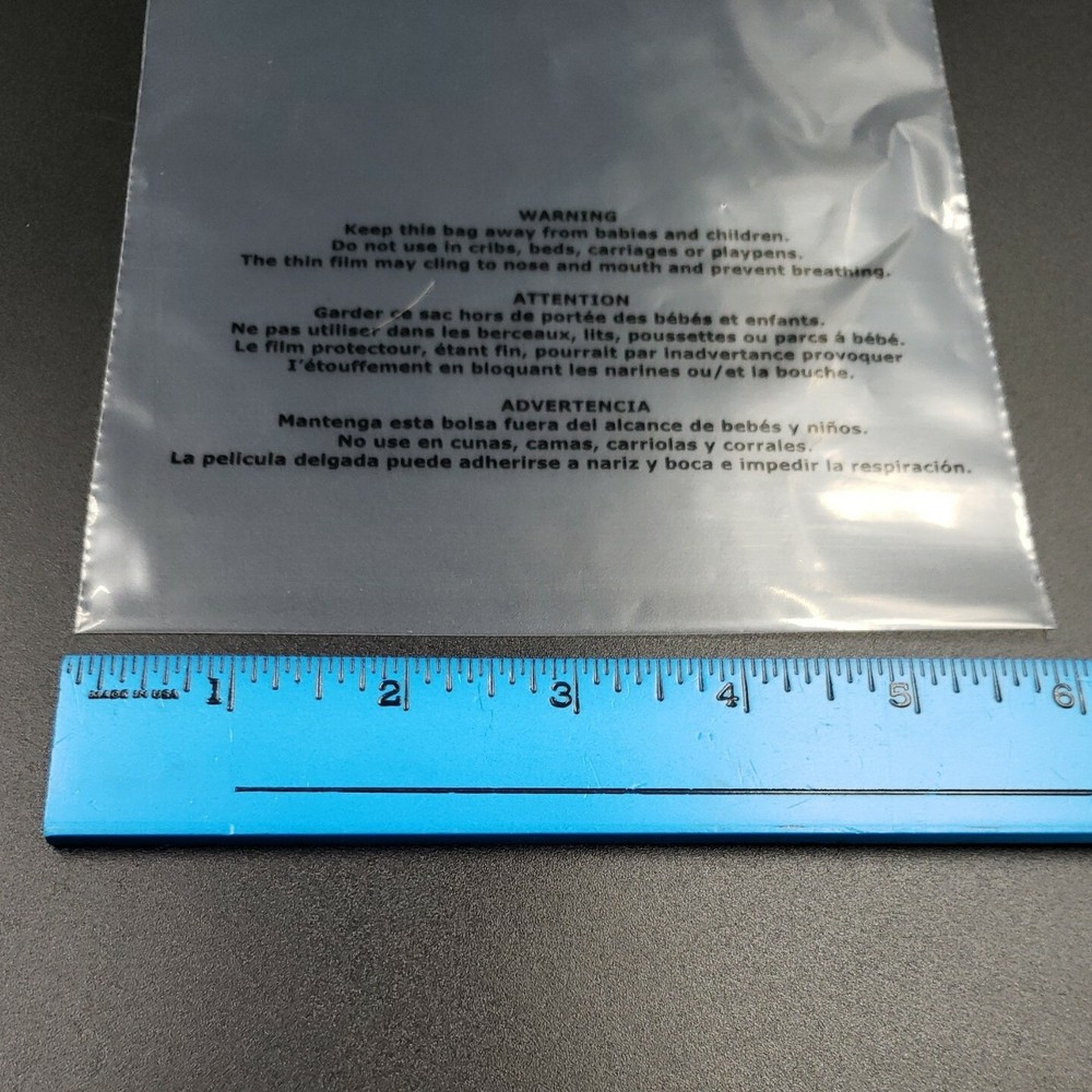 Clear Poly Bags Packaging Bag with Suffocation Warning 6x9 Self Seal 100 PACK