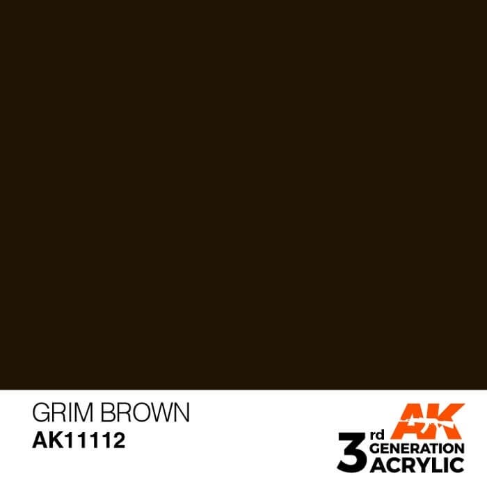 AK Interactive 17ml Bottle Grim Brown 3rd Gen Acrylic Paint AK11112