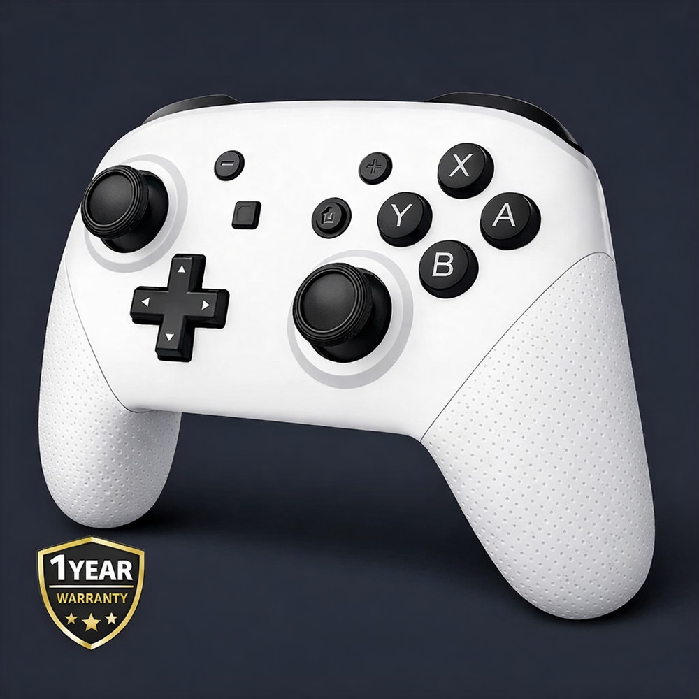 Arctic White Bluetooth Pro Controller For Nintendo Switch 1+2 OLED Lite Wireless