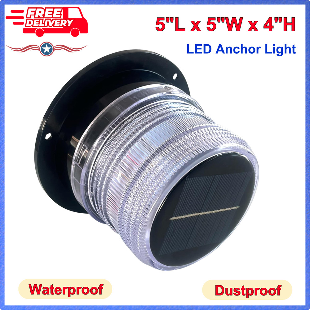 Cloud Fire LED Anchor Light for Boat Yacht, Magnetic Solar Powered, White Lights
