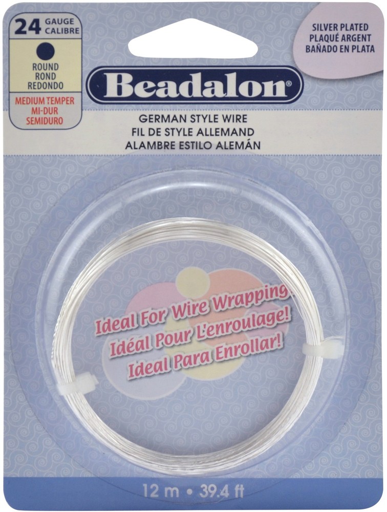 Beadalon German Style Wire-Silver Round - 24 Gauge, 37.4' - 3 Pack