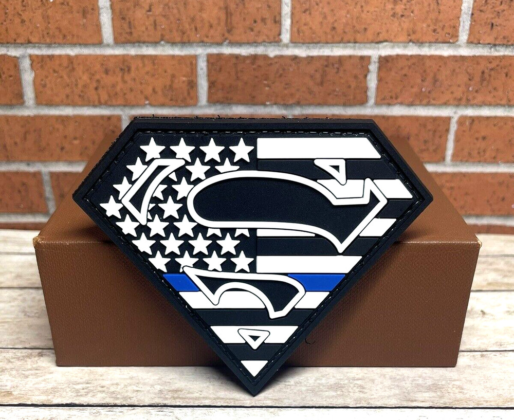 Police Tactical PVC Morale Patch - Thin Blue Line Flag Law Enforcement Patch