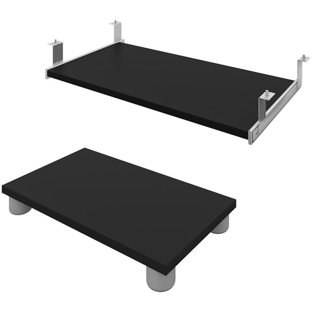 Pemberly Row Contemporary Keyboard Shelf and CPU Platform in Black