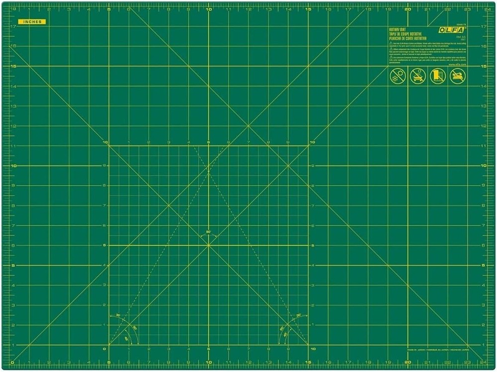 OLFA 18×24" Self-Healing Cutting Mat Double-Sided Grid (Green)