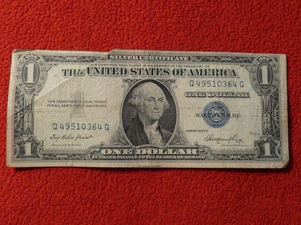 1935 E Silver Certificate $1 One Dollar Bill #3406